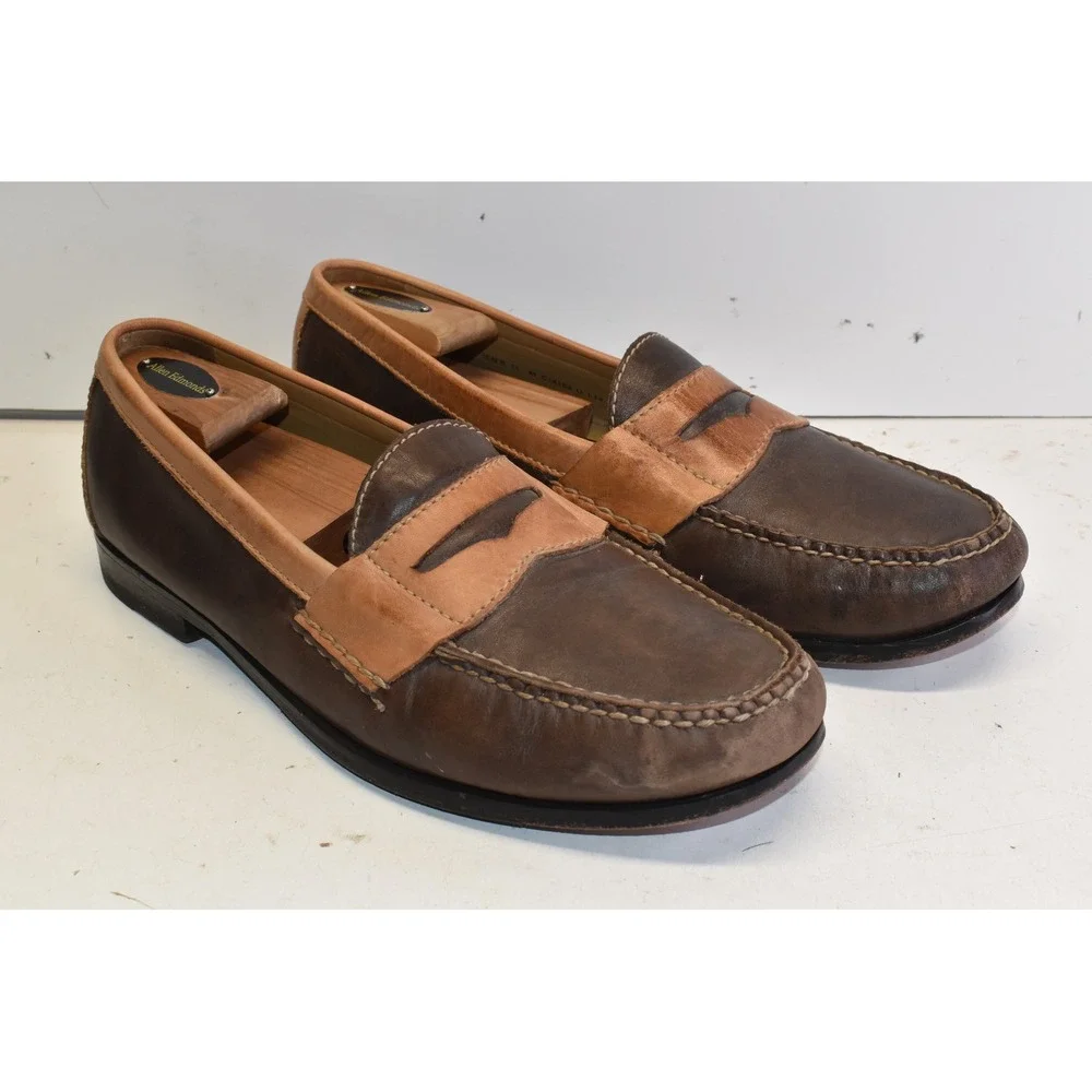 Cole Haan Penny Loafers Brown Mens Size 11 Two Tone‎ Leather Dress Shoes Slip-On